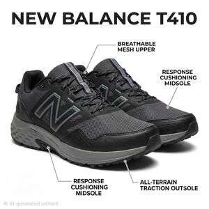 New Balance 410v8 Trail Running Shoes Mens 9.5 4E Extra Wide Black MT410LB8 NIB‎